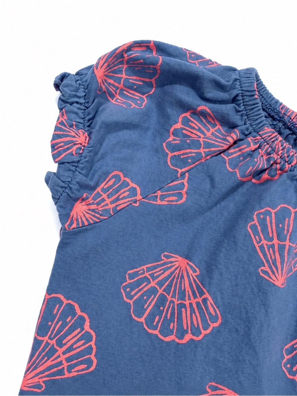 Tea Collection Seashell Romper  Blue Pink 100% Cotton Coastal Beach 18-24 Months - Picture 3 of 6